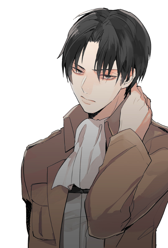 1boy, ascot, black_hair, jacket, levi_(shingeki_no_kyojin), male_focus, shingeki_no_kyojin, solo