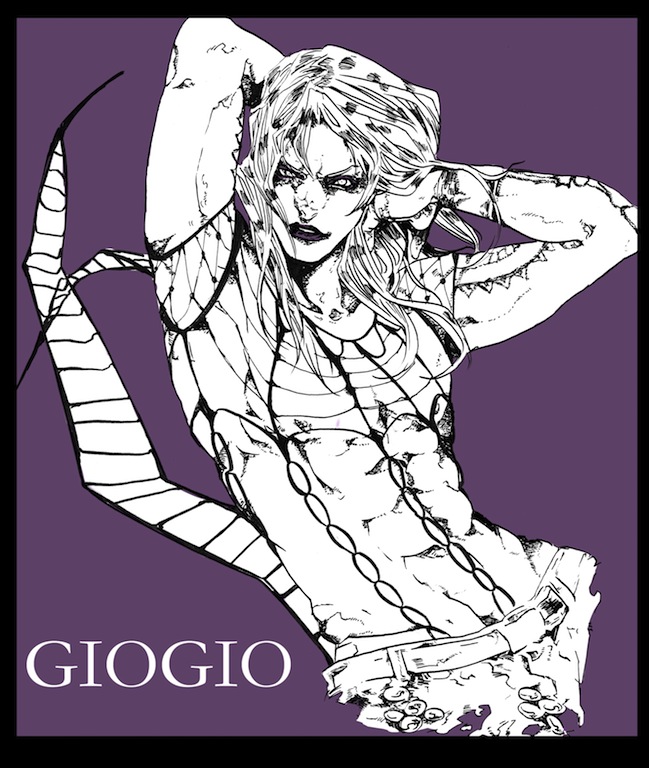 1boy, diavolo, jojo_no_kimyou_na_bouken, lipstick, long_hair, makeup, male_focus, midriff, shaapu, solo