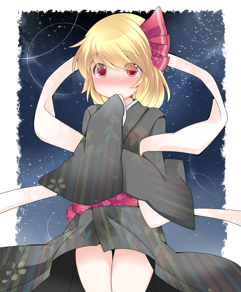 1girl, bad_id, bad_pixiv_id, blonde_hair, blush, commentary_request, eyes_visible_through_hair, female_focus
