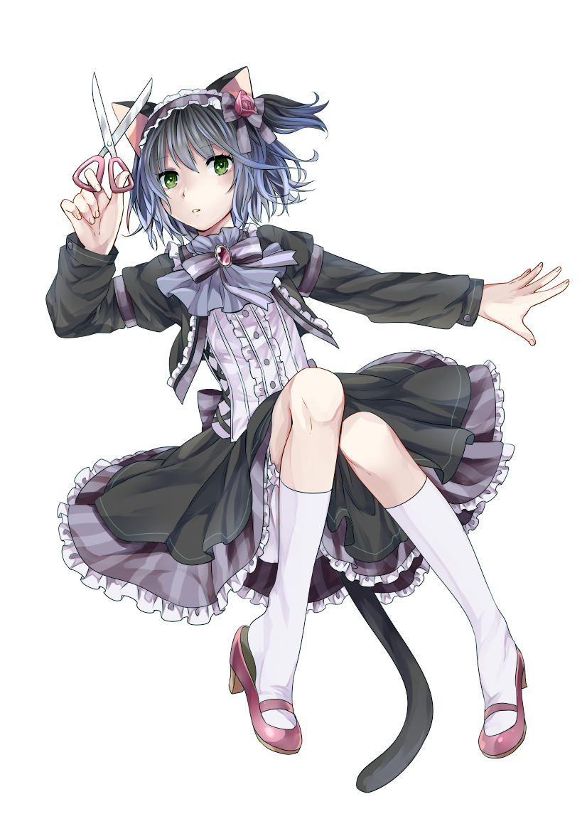 1boy, animal_ears, bad_id, bad_pixiv_id, bloomers, blue_hair, cat_ears, cat_tail