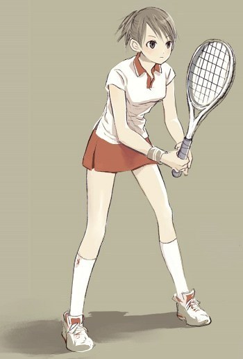 1girl, ayukonote, female_focus, original, racket, solo, sportswear, tennis, tennis_racket, tennis_uniform