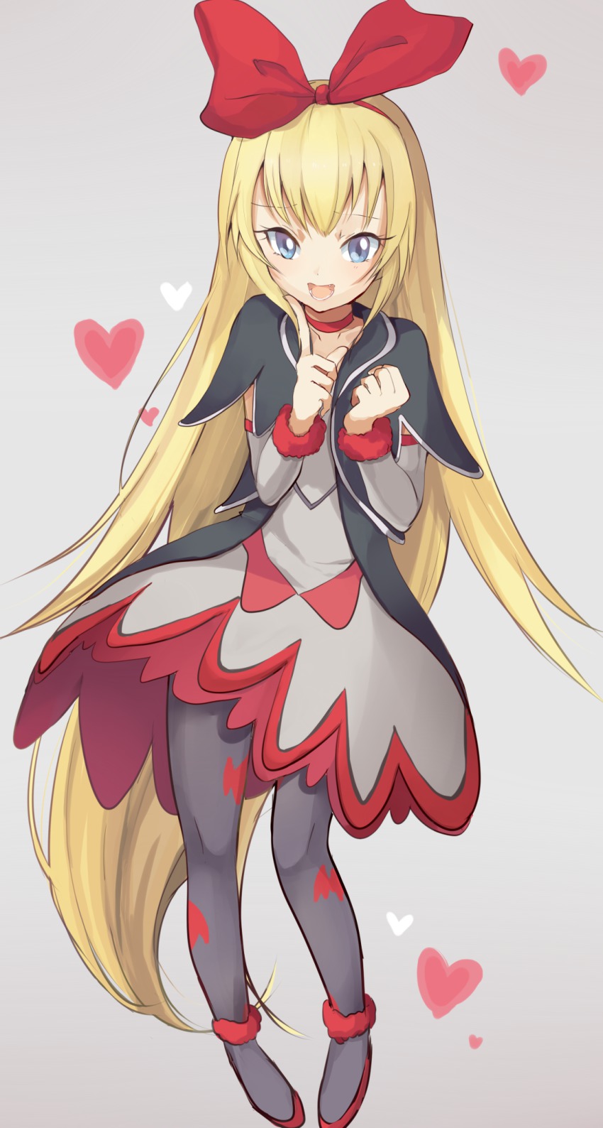 1girl, animal_print, bat_print, blonde_hair, blue_eyes, clenched_hand, dokidoki!_precure, fang