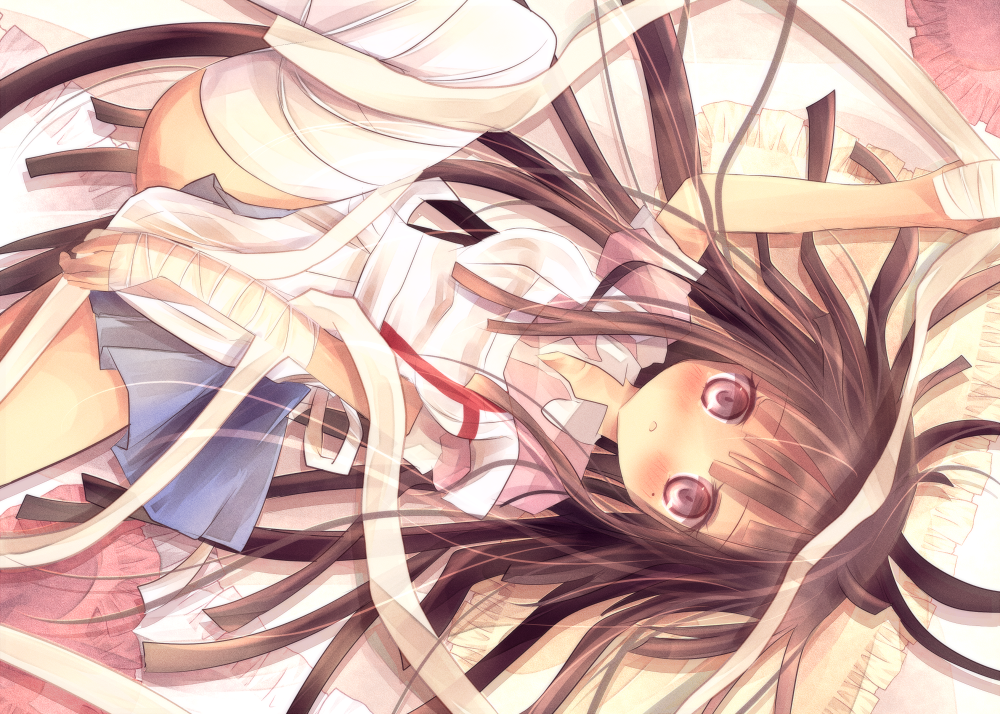 10s, 1girl, apron, bandages, blush, danganronpa_(series), danganronpa_2:_goodbye_despair, female_focus