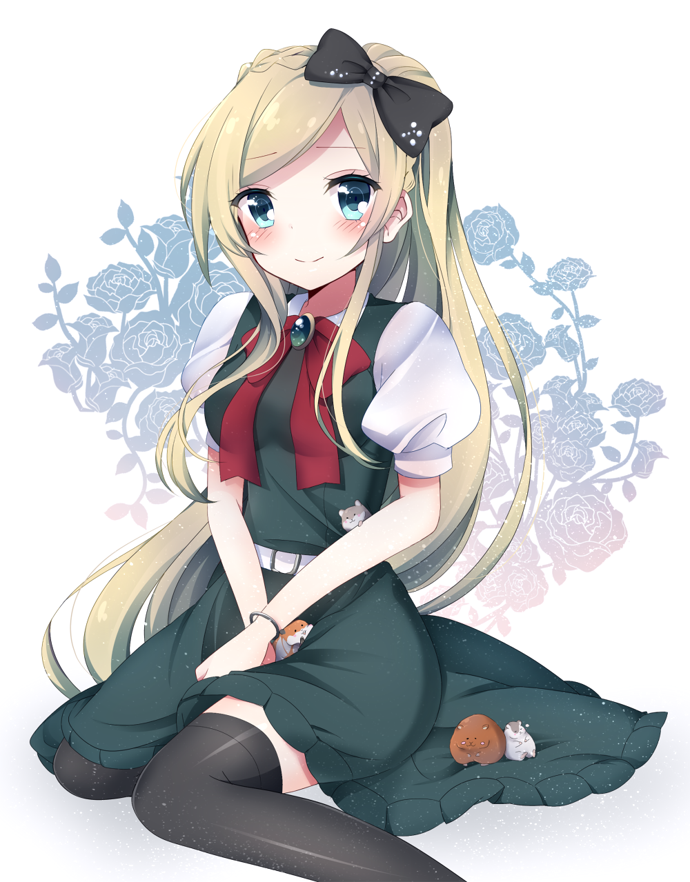 10s, 1girl, aqua_eyes, bad_id, bad_pixiv_id, belt, black_thighhighs, blonde_hair