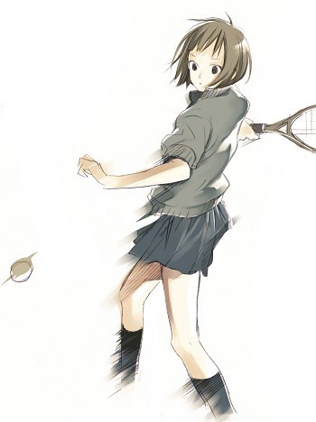1girl, ayukonote, female_focus, lowres, original, racket, solo, tennis