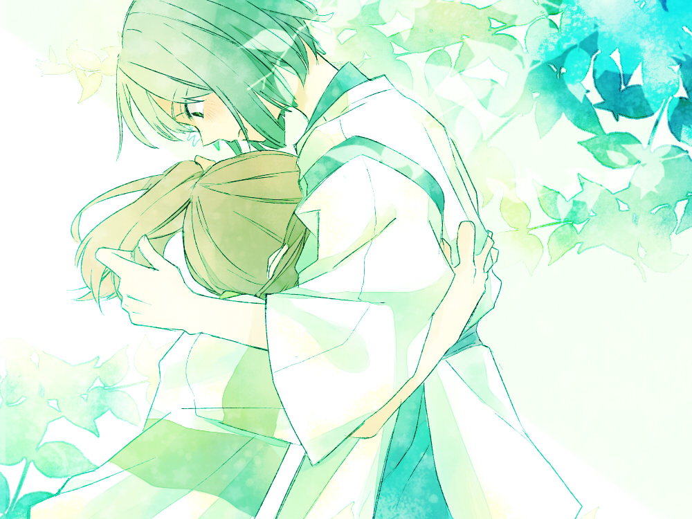 00s, 1boy, 1girl, bad_id, bad_pixiv_id, haku, hetero, hug