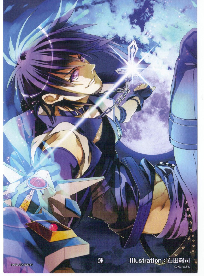 1boy, 5pb., belt, chain, collar, cross, cross_necklace, fingerless_gloves