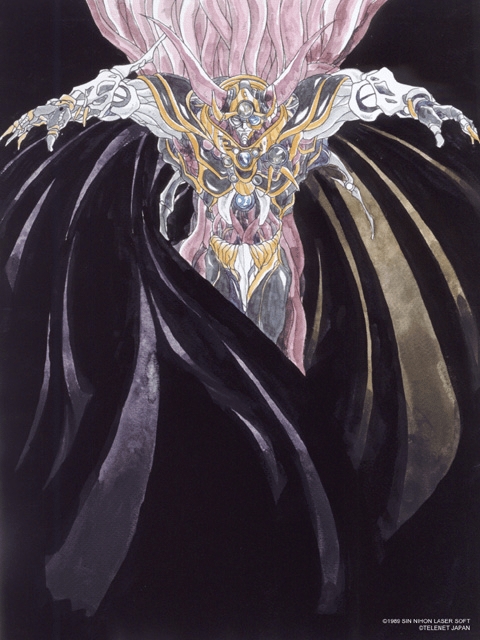 1990s_(style), 1boy, armor, black_background, cape, game_console, male_focus, megas