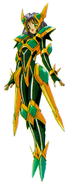 1990s_(style), 1girl, armor, bodysuit, chiiro_(iczelion), female_focus, green_eyes, hirano_toshihiro