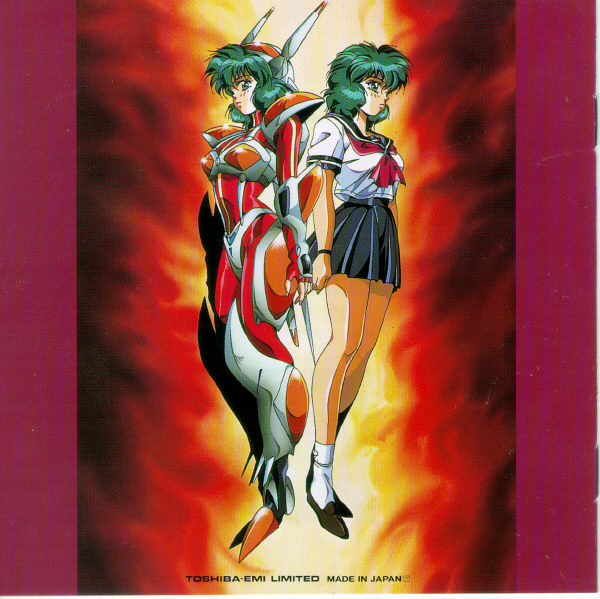 1990s_(style), 1girl, armor, bodysuit, dual_persona, green_hair, hirano_toshihiro, iczelion