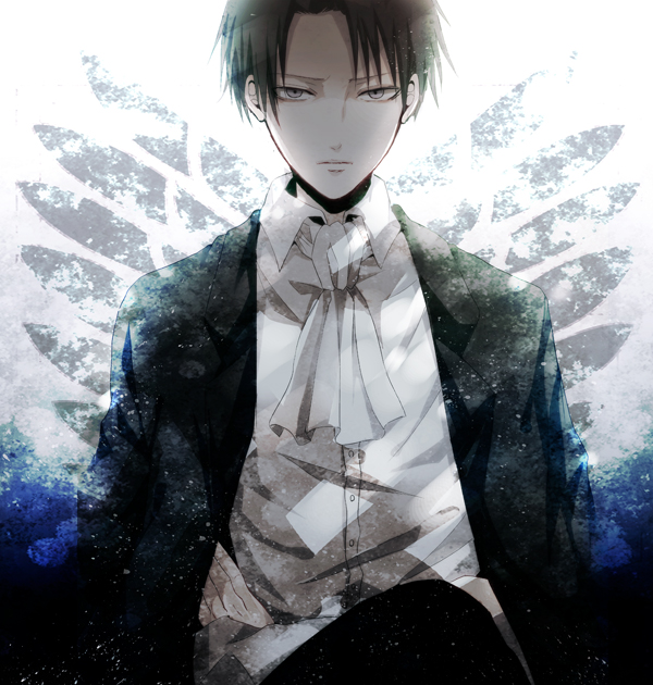 1boy, ascot, bad_id, bad_pixiv_id, black_hair, cape, levi_(shingeki_no_kyojin), maine_(unap!)