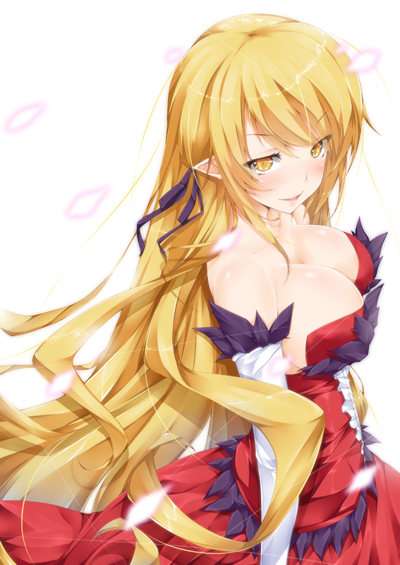 10s, 1girl, bare_shoulders, blonde_hair, blush, breasts, elbow_gloves, female_focus