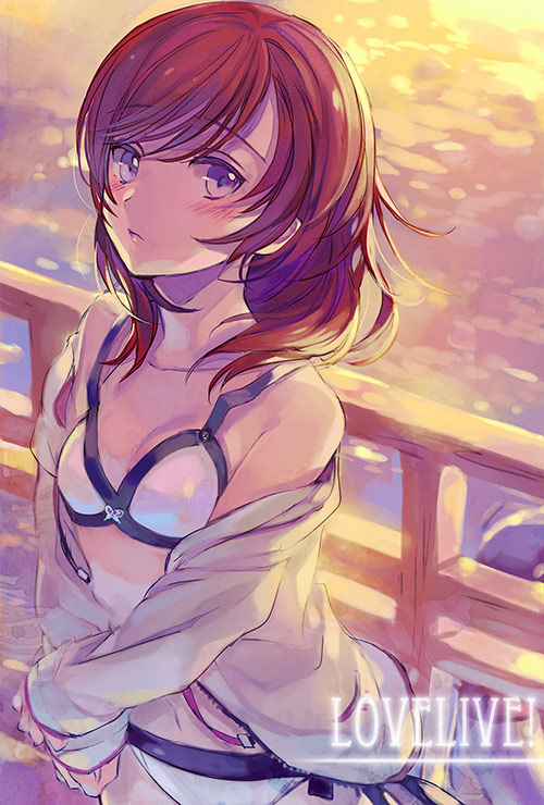 10s, 1girl, ame_yamori, bikini, blush, copyright_name, female_focus, jacket