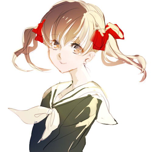 00s, 1girl, brown_eyes, brown_hair, female_focus, fukuzawa_yumi, hair_ribbon, lowres