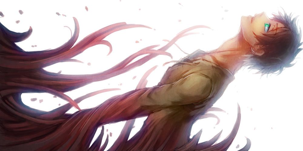 1boy, bad_id, bad_pixiv_id, black_hair, eren_yeager, green_eyes, inukoro_(spa), male_focus