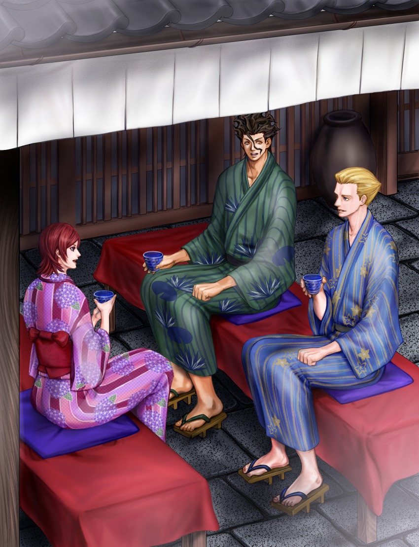 2boys, absurdres, black_hair, blonde_hair, diarmuid_ua_duibhne_(fate), diarmuid_ua_duibhne_(lancer)_(fate), fate/zero, fate_(series)