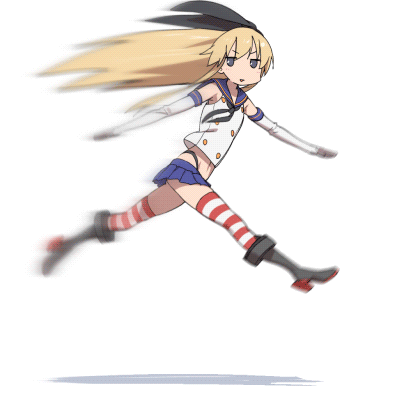 10s, 1girl, :d, animated, animated_gif, blonde_hair, blue_eyes, boots, dress, elbow_gloves, female_focus, full_body, gloves, grey_boots, hair_ribbon, highleg, ikesin, ikezawa_shin, kantai_collection, long_hair, lowres, microskirt, open_mouth, panties, ribbon, running, sailor_dress, school_uniform, serafuku, shimakaze_(kancolle), skirt, smile, solo, striped_clothes, striped_thighhighs, thighhighs, underwear, white_background
