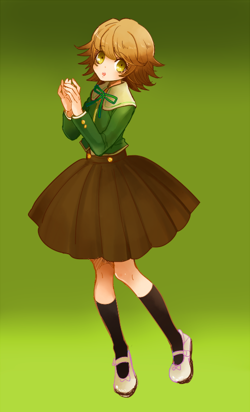 10s, 1boy, black_socks, brown_hair, crossdressing, crossdressing_(mtf), danganronpa:_trigger_happy_havoc, danganronpa_(series)