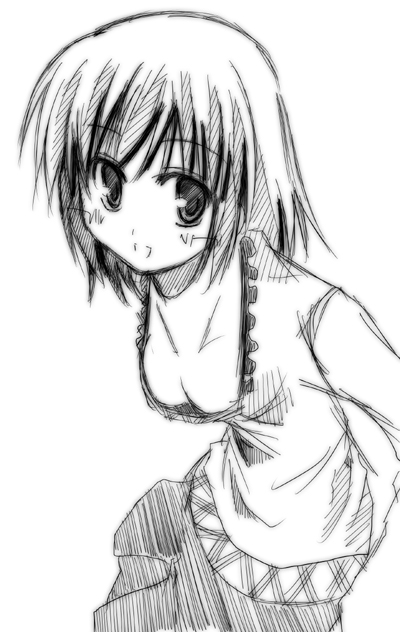 00s, 1girl, female_focus, greyscale, monochrome, ryuuryuu, sasaki, sasaki_(suzumiya_haruhi)