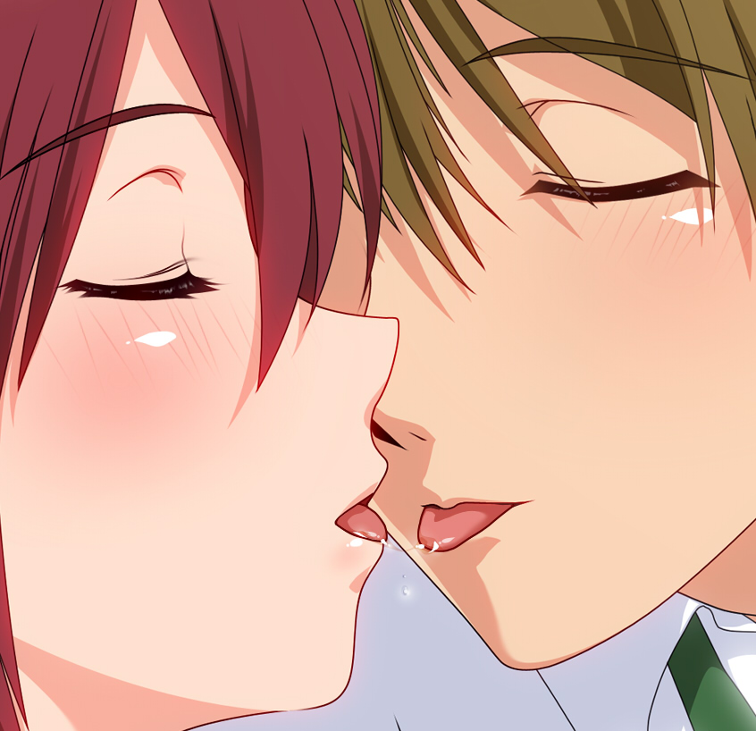10s, 1boy, 1girl, blush, brown_hair, doriri, closed_eyes, free!