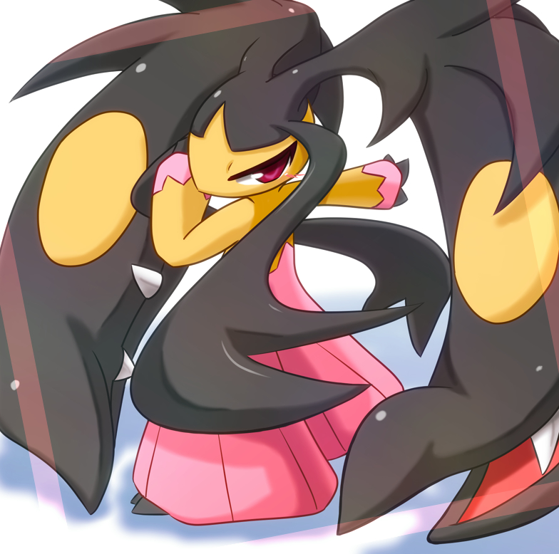 10s, alternate_form, alternate_hairstyle, extra_mouth, fangs, gen_3_pokemon, kaceuth, mawile, mega_mawile, mega_pokemon, monster, nintendo, no_humans, pokemon, pokemon_(creature), pokemon_x_and_y, red_eyes, solo