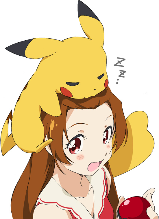 00s, 1girl, :d, blush, brown_hair, closed_eyes, crossover, dokidoki!_precure