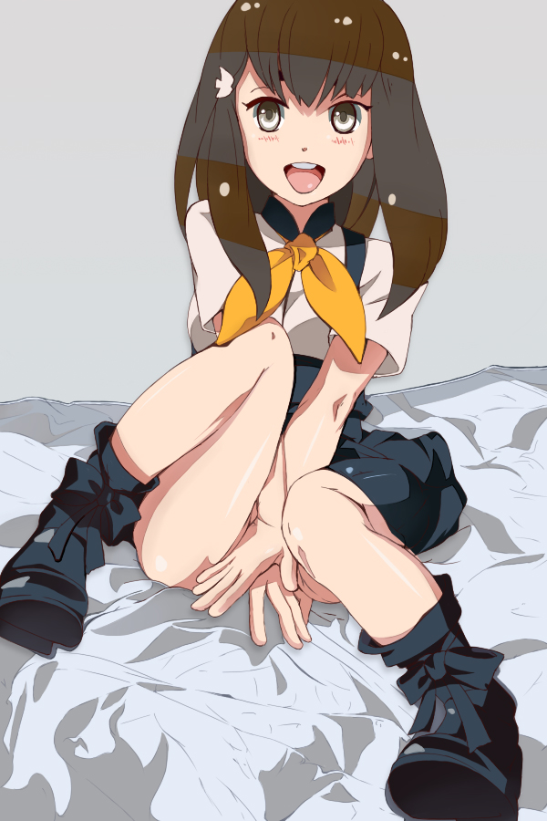10s, 1girl, boots, brown_eyes, brown_hair, female_focus, gatchaman_crowds, high-waist_skirt