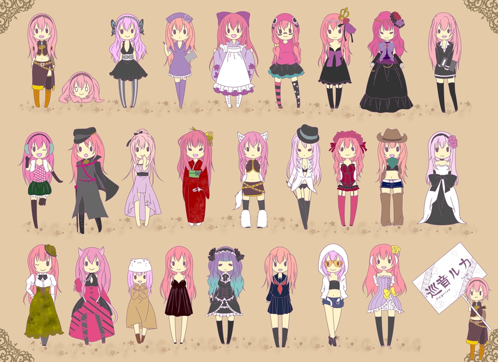 1boy, 6+girls, alice_in_musicland_(vocaloid), animal_ears, anti_the_infinite_holic_(vocaloid), artist_request, bad_end_night_(vocaloid), bad_id