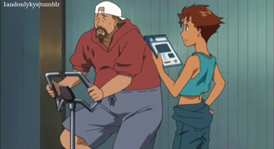 00s, 1boy, 1girl, andrei_rublev, animated, animated_gif, bicycle, exercising