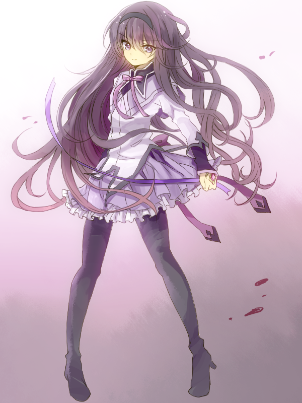 10s, 1girl, akemi_homura, akemi_homura_(magical_girl), bad_id, bad_pixiv_id, black_hair, female_focus