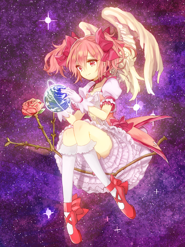 10s, 1girl, bad_id, bad_pixiv_id, bow_(weapon), earth_(planet), female_focus, flower