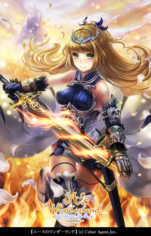 1girl, a's_wonderland, armor, bad_id, bad_pixiv_id, blonde_hair, copyright_name, crown