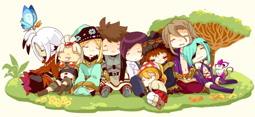 4girls, 5boys, ahoge, animal_ears, armor, atlus, bad_id, bad_pixiv_id