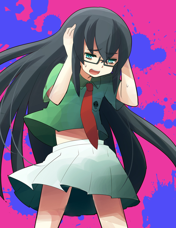 10s, 1boy, black_hair, crossdressing, crossdressing_(mtf), gatchaman, gatchaman_crowds, glasses