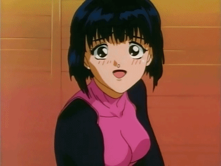 1990s_(style), 1girl, animated, animated_gif, black_hair, breasts, dna^2, female_focus, lowres, retro_artstyle, short_hair, solo, tagme, takanashi_kotomi