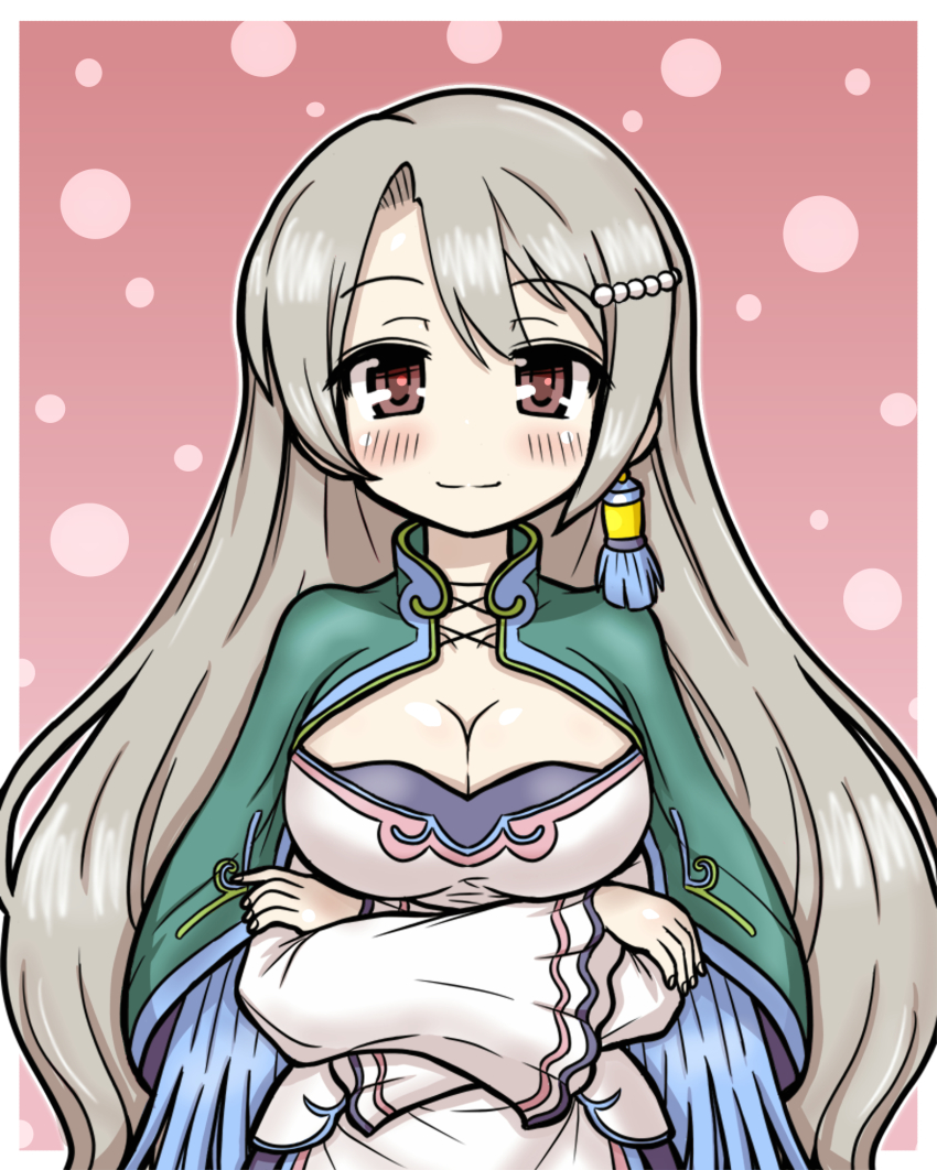 1girl, blush, breasts, cleavage, crossed_arms, eruru_(erl), female_focus, highres