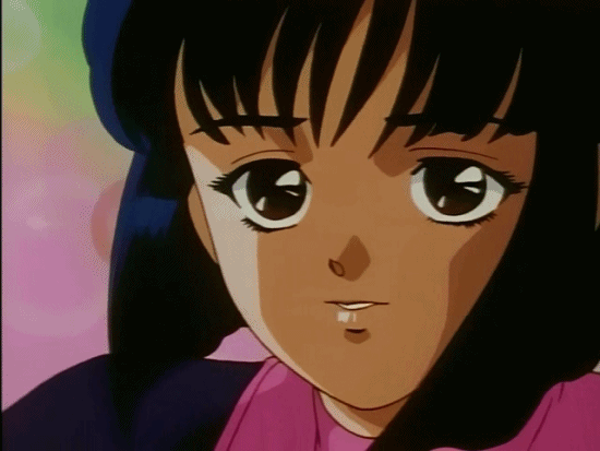 1990s_(style), 1girl, animated, animated_gif, black_hair, brown_eyes, dna^2, female_focus