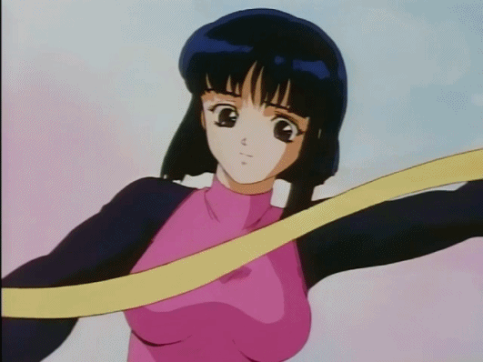 1990s_(style), 1girl, animated, animated_gif, black_hair, bouncing_breasts, breasts, brown_eyes, dna^2, retro_artstyle, ribbon, short_hair, takanashi_kotomi