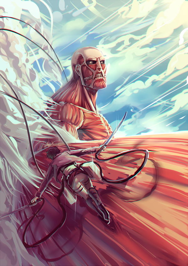 colossal_titan, eren_yeager, giant, giant_monster, kaiju, moni158, monster, muscular