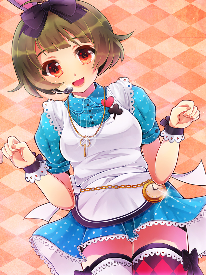 1boy, 81_(mellowry), akizuki_ryo, alice's_adventures_in_wonderland, alice_(alice_in_wonderland), alice_(alice_in_wonderland)_(cosplay), animal_ears, apron