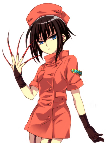 1girl, aka_aoki, bad_id, bad_pixiv_id, blue_eyes, female_focus, fingernails, hat