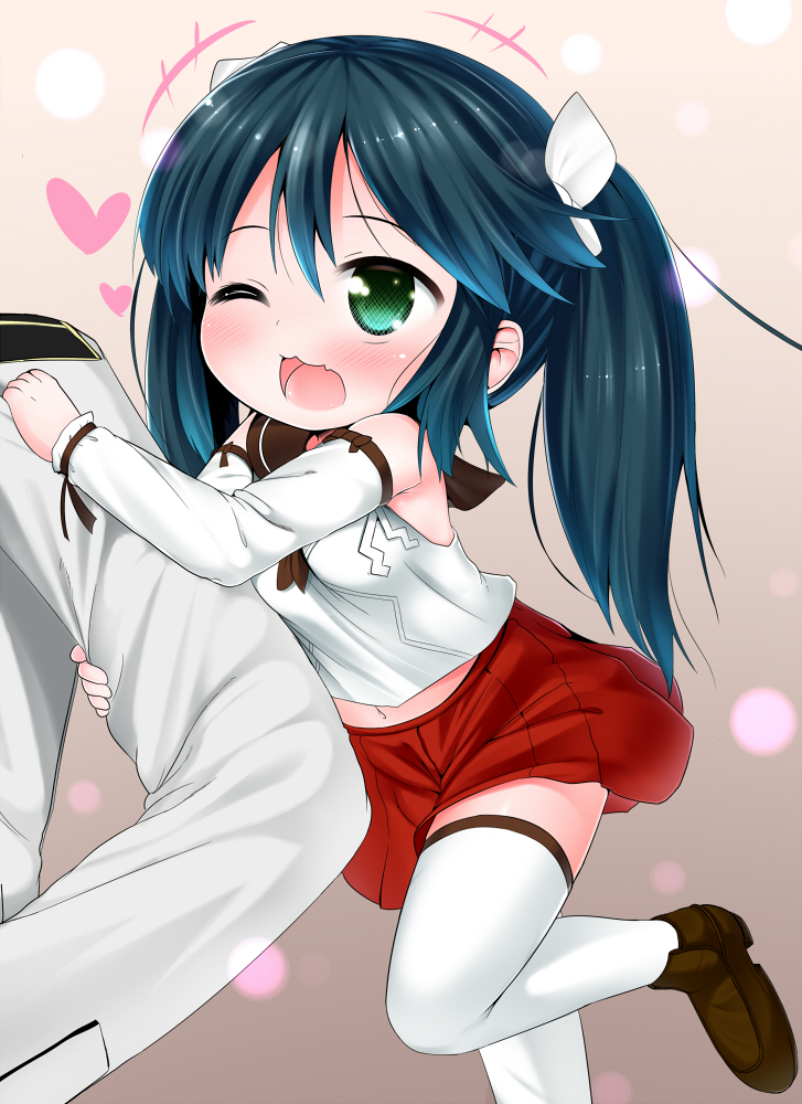 +++, 10s, 1boy, 1girl, :3, admiral_(kancolle), aged_down, arm_grab