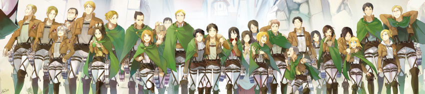 6+boys, 6+girls, annie_leonhart, armin_arlert, auruo_bossard, belt, bertolt_hoover, black_hair
