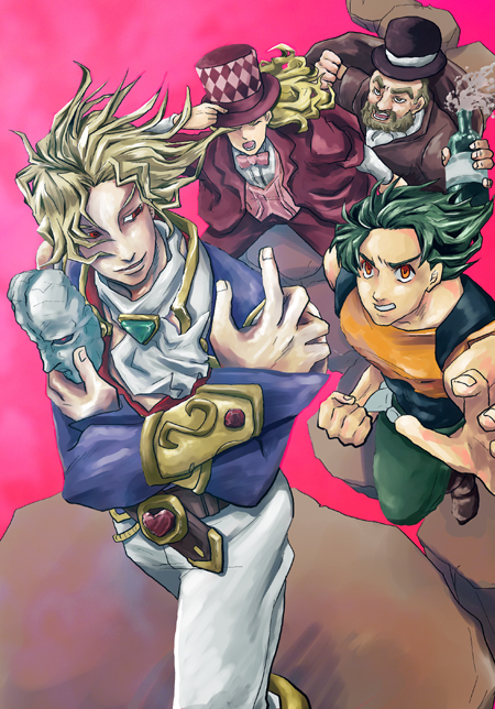 4boys, bad_id, bad_pixiv_id, beard, blonde_hair, dario_brando, dio_brando, facial_hair