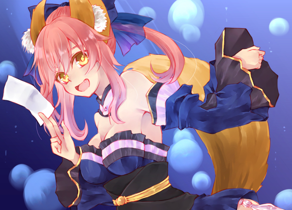 10s, 1girl, animal_ears, asari_(23feline23), bare_shoulders, bow, breasts, detached_sleeves