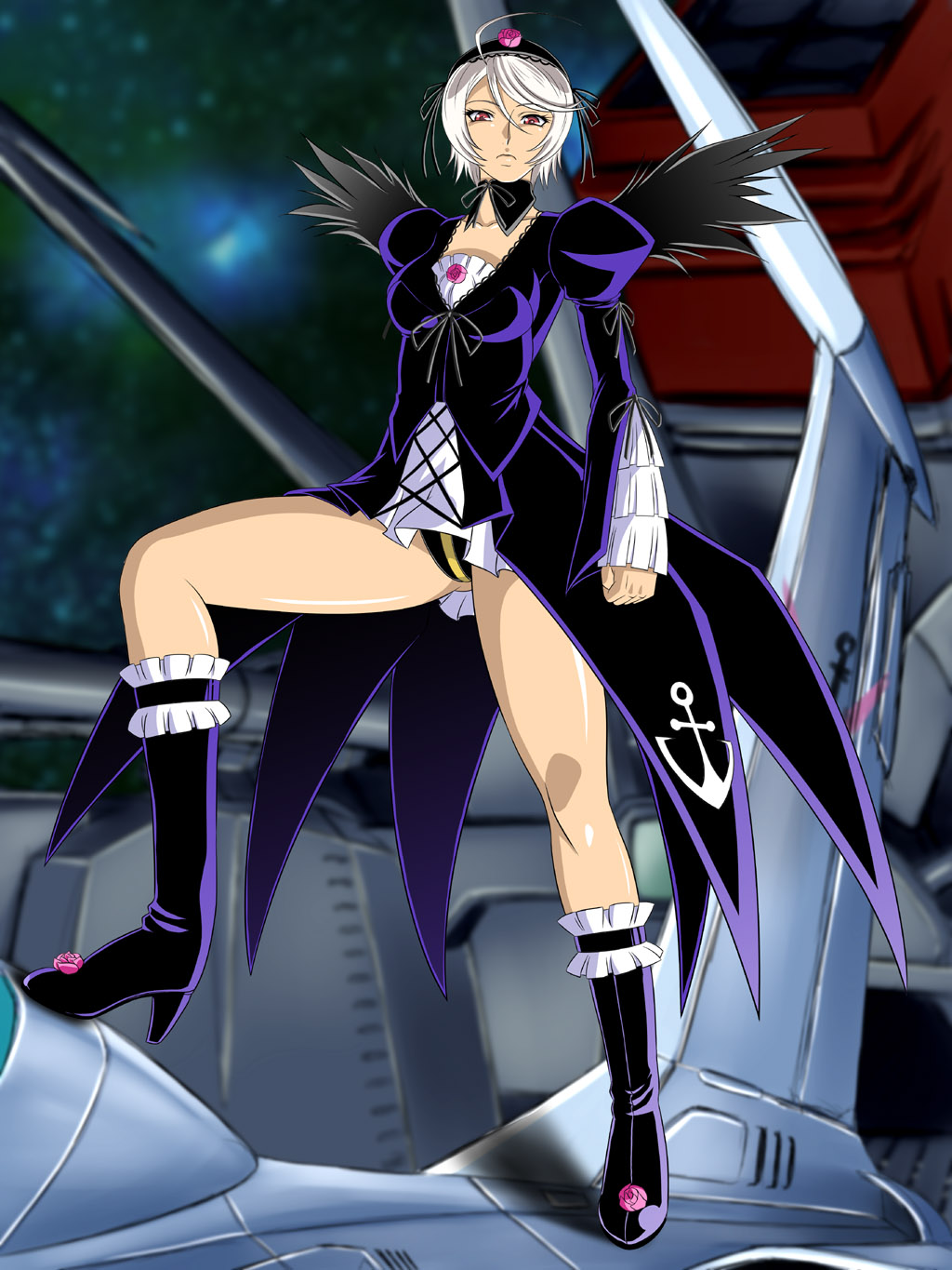 1girl, boots, cosplay, female_focus, high_heels, highres, legs, lento_(glamour_works)