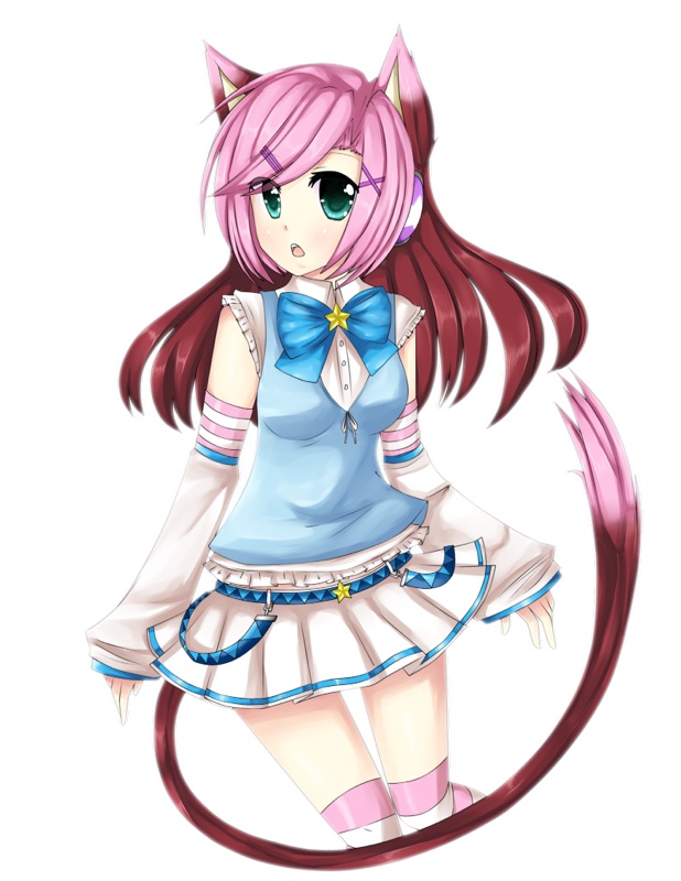 1girl, animal_ears, aqua_eyes, blue_eyes, blue_shirt, blue_theme, brown_hair, brown_theme