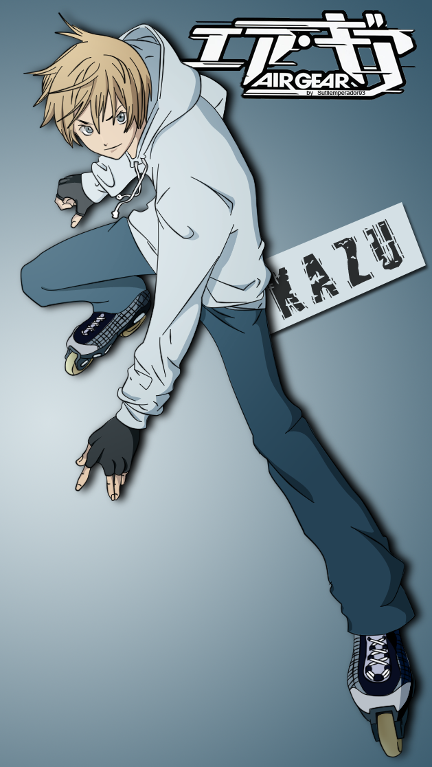 1boy, air_gear, blue_eyes, brown_hair, fingerless_gloves, gloves, jacket, male_focus