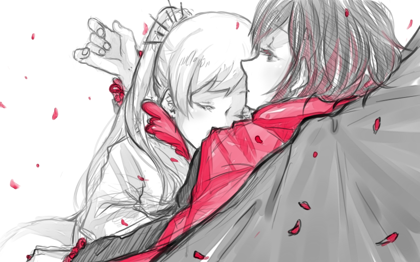 2girls, bed, bed_sheet, black_hair, breasts, cape, cloak, closed_eyes