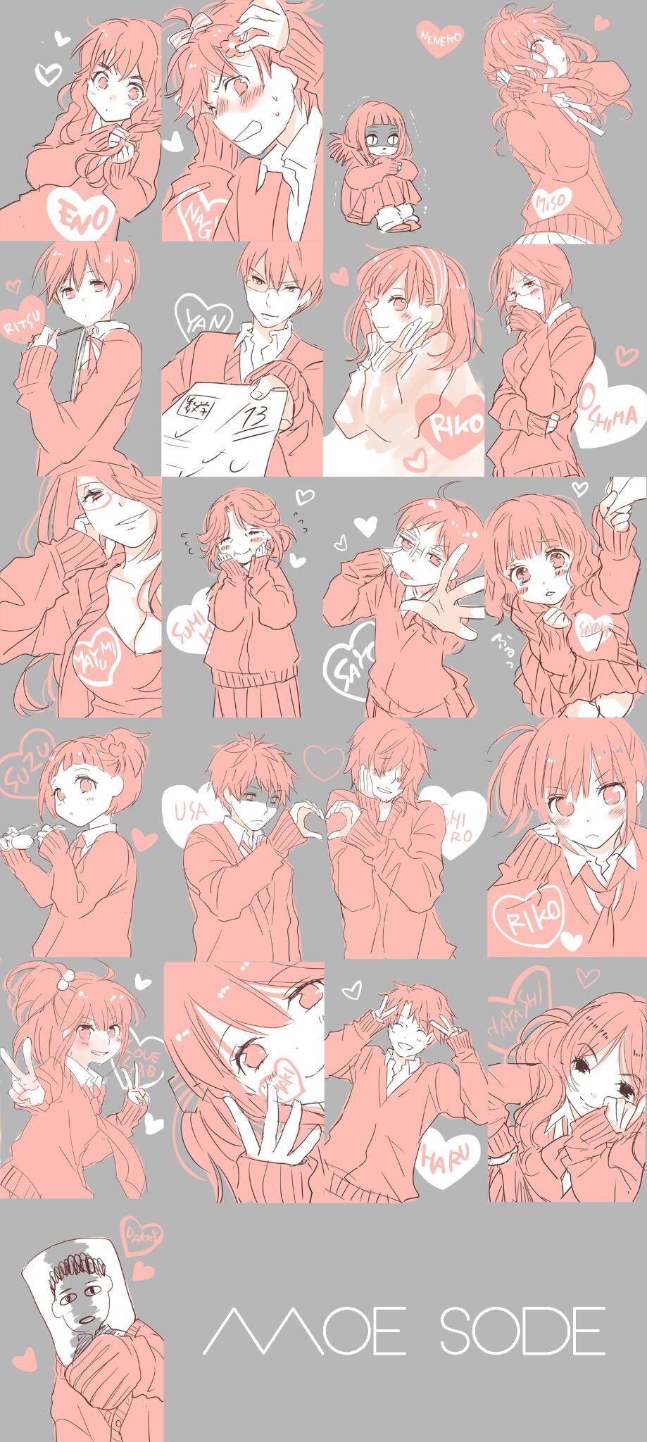 10s, 6+boys, 6+girls, blush, bokura_wa_minna_kawaisou, book, braid, creator_connection